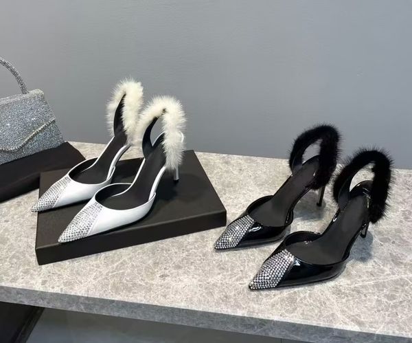 summer women's pointed sandals fashion crystal diamond mirror leather back strap high heels luxury party wedding shoes size 35-40, Black
summer women's pointed sandals fashion crystal diamond mirror leather back strap high heels luxury party wedding shoes size 35-40, Black