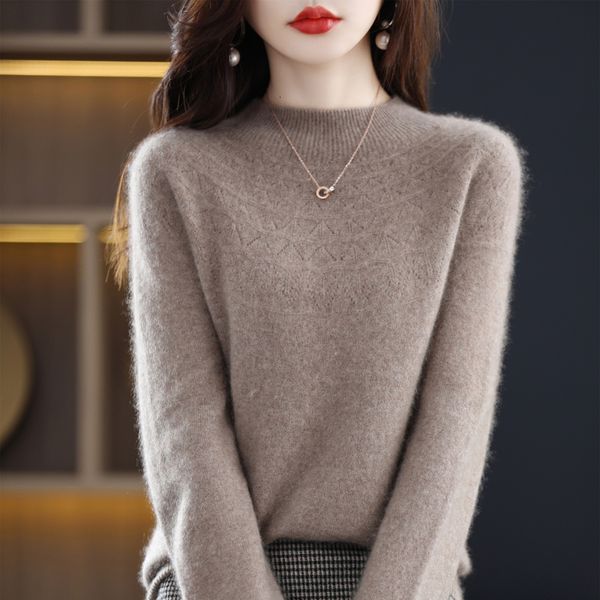 women's sweaters 100% cashmere sweater women's half-turtleneck slim seamless wool knitted bottoming shirt hollow loose in autumn a, White;black
women's sweaters 100% cashmere sweater women's half-turtleneck slim seamless wool knitted bottoming shirt hollow loose in autumn a, White;black