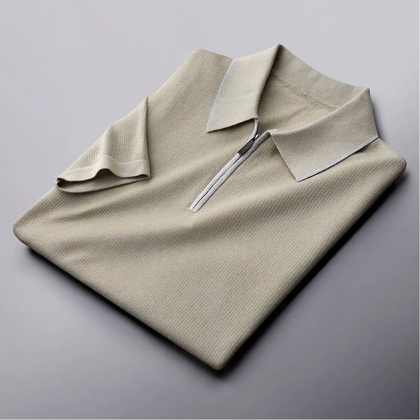 men's polos luxury high-end zipper lapel polo shirt men's ice silk knitted t-shirt summer korean casual solid color business paul, White;black
men's polos luxury high-end zipper lapel polo shirt men's ice silk knitted t-shirt summer korean casual solid color business paul, White;black