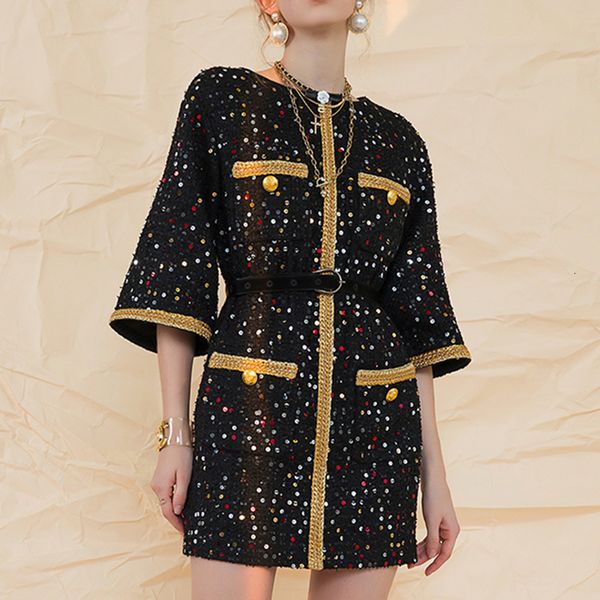 women's jackets light luxury and high definition sequin temperament celebrity retro black gold tweed 2023 spring autumn coat 230223, Black;brown
women's jackets light luxury and high definition sequin temperament celebrity retro black gold tweed 2023 spring autumn coat 230223, Black;brown