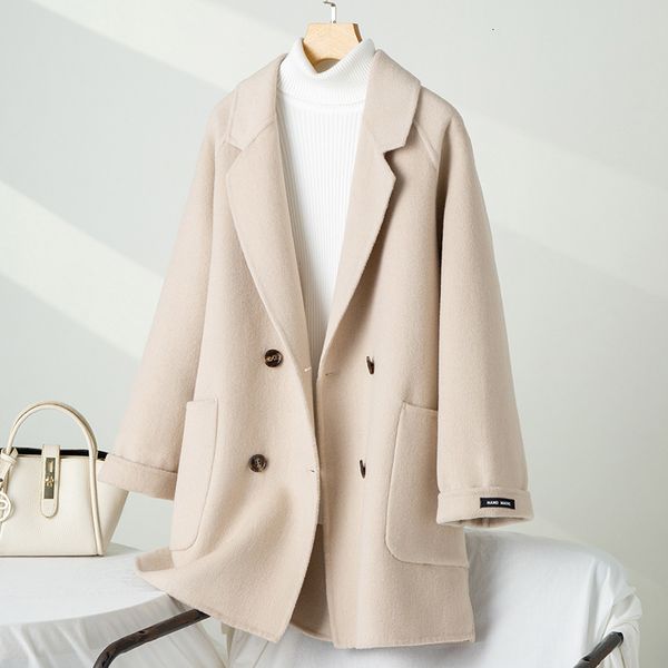 women's jackets autumn winter 100 wool doublesided woolen coat suit collar double breasted casual fashion loose 230223, Black;brown
women's jackets autumn winter 100 wool doublesided woolen coat suit collar double breasted casual fashion loose 230223, Black;brown