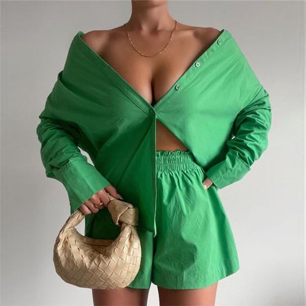 sleep lounge summer office lady shirt clothes turn down collar long sleeve and shorts suit high waist cotton casual two piece set 230223, White
sleep lounge summer office lady shirt clothes turn down collar long sleeve and shorts suit high waist cotton casual two piece set 230223, White