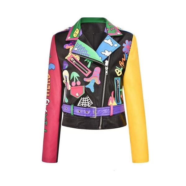 women's jackets striped winter graffiti print contrast color motorcycle leather jacket women's short slim 230223, Black;brown
women's jackets striped winter graffiti print contrast color motorcycle leather jacket women's short slim 230223, Black;brown