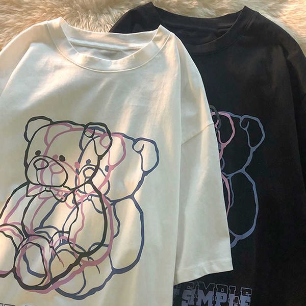 women's t-shirt bear 3d three-dimensional printing double shadow short-sleeved t-shirt summer oversized loose ins harajuku half-sleeved, White
women's t-shirt bear 3d three-dimensional printing double shadow short-sleeved t-shirt summer oversized loose ins harajuku half-sleeved, White