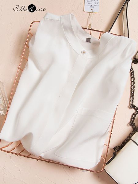 women's blouses shirts minority designer hidden button design round neck silk fashion ol wind mulberry single pocket 230223, White
women's blouses shirts minority designer hidden button design round neck silk fashion ol wind mulberry single pocket 230223, White