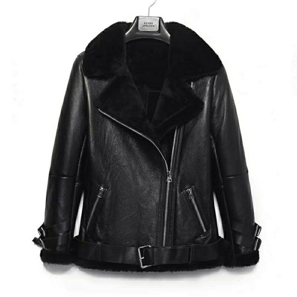 women's leather faux natural warm fur coat winter coat real sheepskin jacket female outwear casaco feminino 230222, Black
women's leather faux natural warm fur coat winter coat real sheepskin jacket female outwear casaco feminino 230222, Black