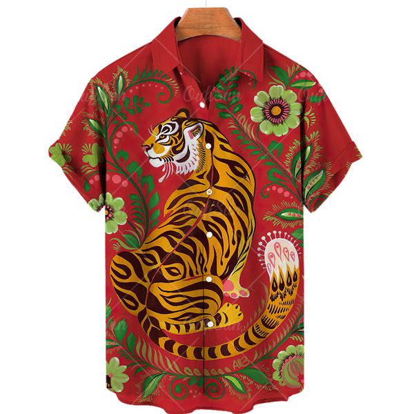 men's casual shirts short sleeve hawaiian shirt men color tiger print chinese cardigan plus size summer clothing 230223, White;black
men's casual shirts short sleeve hawaiian shirt men color tiger print chinese cardigan plus size summer clothing 230223, White;black