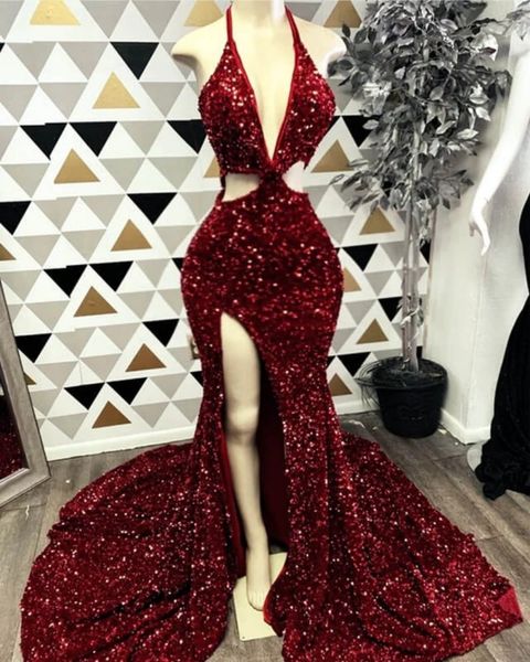 dark red deep v-neck mermaid prom dresses 2023 high split sweep strain sequined formal evening dress party gowns, Black
dark red deep v-neck mermaid prom dresses 2023 high split sweep strain sequined formal evening dress party gowns, Black