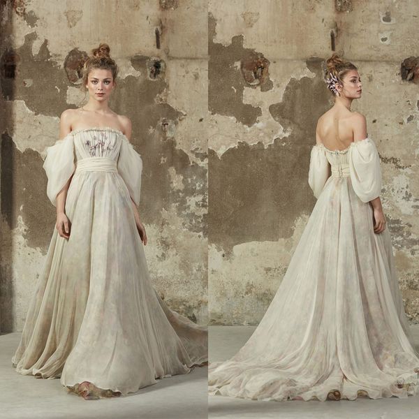 bride gowns vintage pastrol style a-line wedding dresses flower bridal gown puff sleeve boat neck brush train custom made robes de mariee, White
bride gowns vintage pastrol style a-line wedding dresses flower bridal gown puff sleeve boat neck brush train custom made robes de mariee, White