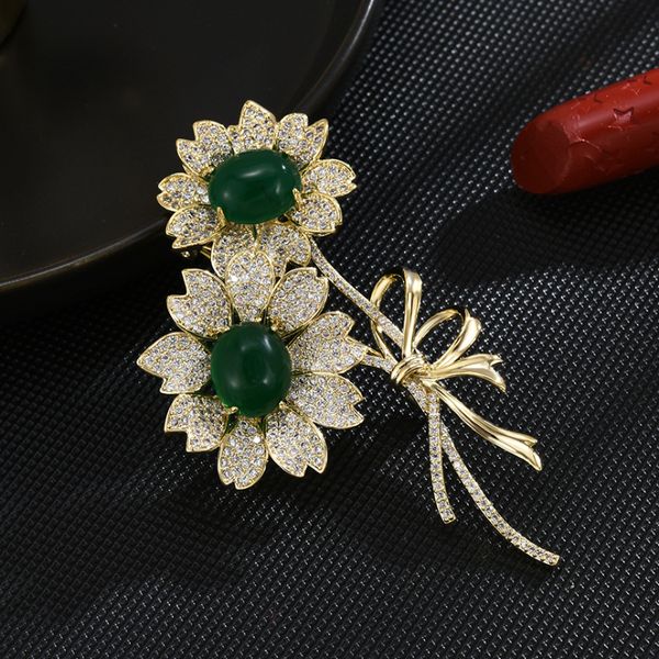 pins brooches okily high grade emerald flower brooch retro double sunflower cubic zirconia temperament brosch for women accessories 230223, Gray
pins brooches okily high grade emerald flower brooch retro double sunflower cubic zirconia temperament brosch for women accessories 230223, Gray