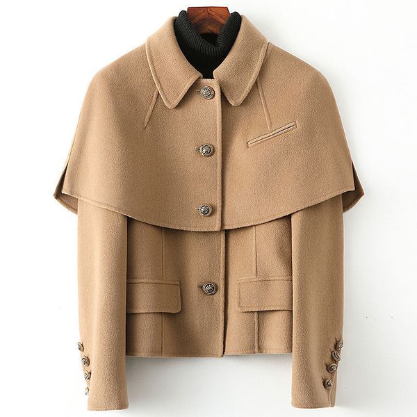 women's jackets autumn jacket spring wool cloth short cape shawl woolen coats doublesided wild elegant female korean outerwear 230223, Black;brown
women's jackets autumn jacket spring wool cloth short cape shawl woolen coats doublesided wild elegant female korean outerwear 230223, Black;brown