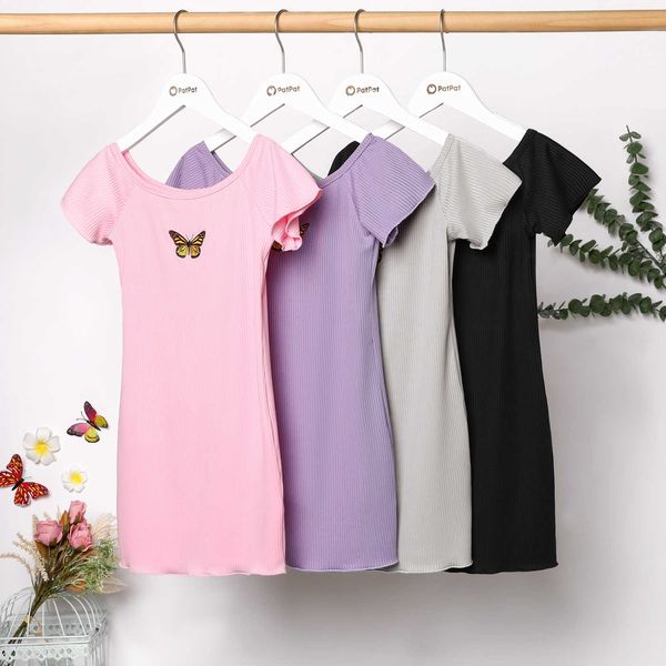 girl's dresses kid girl butterfly print roundcollar solid color lettuce trim shortsleeve dress z0223, Red;yellow
girl's dresses kid girl butterfly print roundcollar solid color lettuce trim shortsleeve dress z0223, Red;yellow