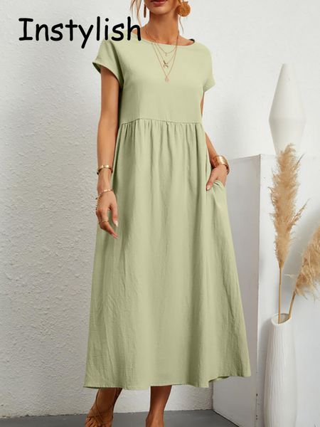 casual dresses women elegant solid maxi dress summer short sleeve o neck vintage harajuku cotton linen loose sundress y2k pockets long dress, Black;gray
casual dresses women elegant solid maxi dress summer short sleeve o neck vintage harajuku cotton linen loose sundress y2k pockets long dress, Black;gray
