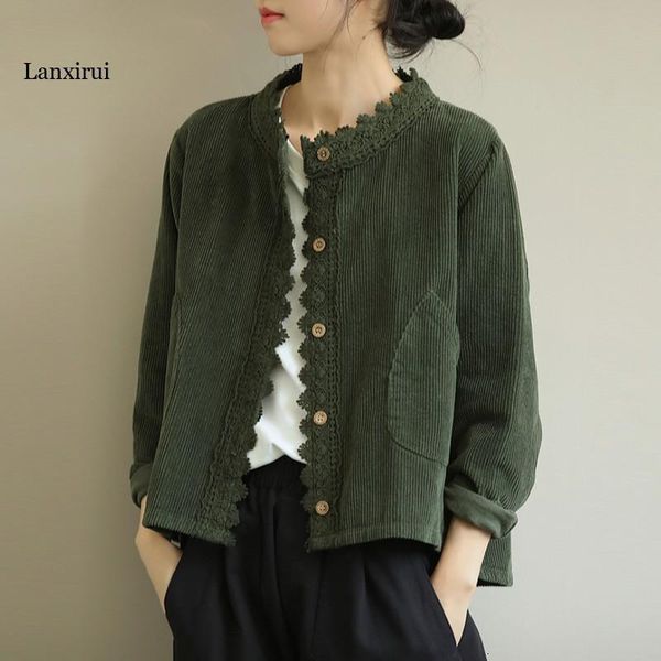 women's jacket autumn casual arts style vintage corduroy solid color loose female outerwear coats 230222, Black;brown
women's jacket autumn casual arts style vintage corduroy solid color loose female outerwear coats 230222, Black;brown