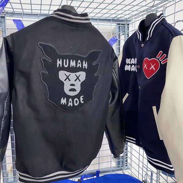 men's jackets human made winter leather sleeves casual embroidered hearts men women baseball 230223, Black;brown
men's jackets human made winter leather sleeves casual embroidered hearts men women baseball 230223, Black;brown