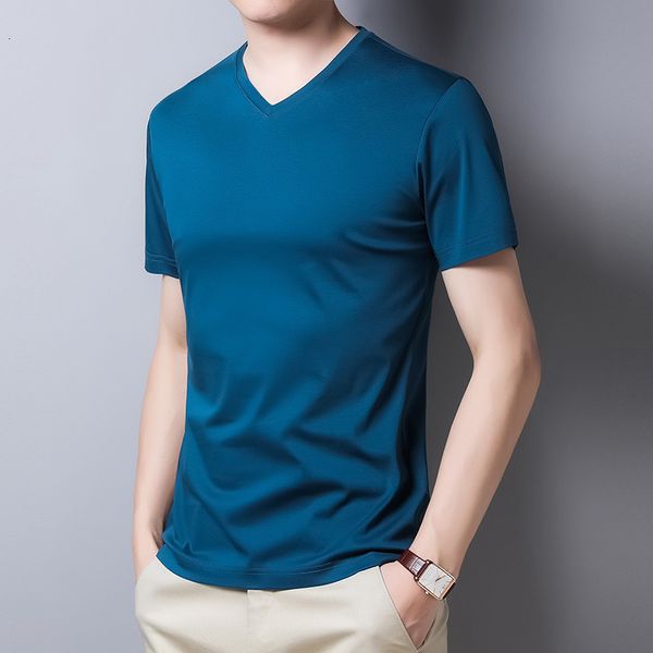 men's polos summer middleaged double mercerized cotton vneck shortsleeved tshirt solid color casual korean version 230223, White;black
men's polos summer middleaged double mercerized cotton vneck shortsleeved tshirt solid color casual korean version 230223, White;black