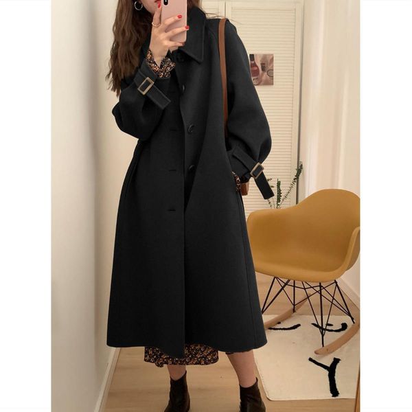 women's jackets woolen coat women autumn winter hepburn wind midlength add cotton thickened overtheknee winter coat women 230223, Black;brown
women's jackets woolen coat women autumn winter hepburn wind midlength add cotton thickened overtheknee winter coat women 230223, Black;brown