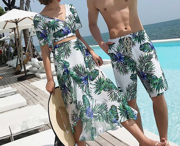 swimsuit new couple fashion suit women's three piece split boxer pants men's capris, White;black
swimsuit new couple fashion suit women's three piece split boxer pants men's capris, White;black