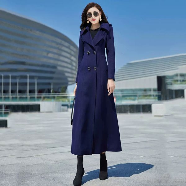 women's jacket long wool blends coat spring autumn fashion classic double breasted slim waist overlength woolen winter outerwear 230223, Black;brown
women's jacket long wool blends coat spring autumn fashion classic double breasted slim waist overlength woolen winter outerwear 230223, Black;brown