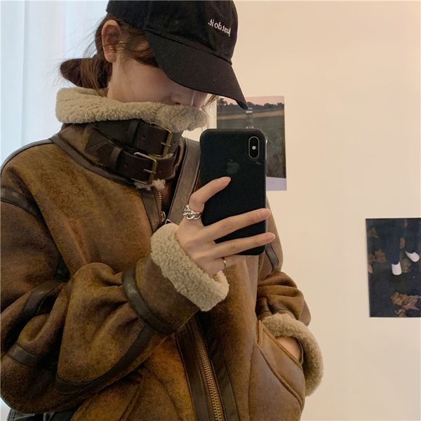 women's jackets winter faux lamb leather fur women streetwear thick warm sheepskin coat korean style personality outwear 230223, Black;brown
women's jackets winter faux lamb leather fur women streetwear thick warm sheepskin coat korean style personality outwear 230223, Black;brown