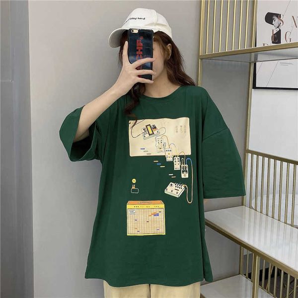 women's t-shirt summer cotton-containing harajuku style t-shirt female 2021 new short-sleeved female loose oversized cartoon circuit bo, White
women's t-shirt summer cotton-containing harajuku style t-shirt female 2021 new short-sleeved female loose oversized cartoon circuit bo, White