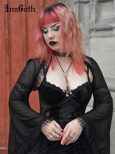 women's jackets insgoth vintage gothic y2k lace flare sleeve open stitch smock woman see through cosplay coverups coat black fairy gru, Black;brown
women's jackets insgoth vintage gothic y2k lace flare sleeve open stitch smock woman see through cosplay coverups coat black fairy gru, Black;brown