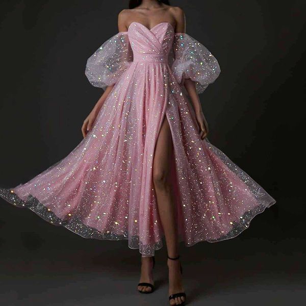 shinning dusty pink a-line evening dresses puff short sleeves side split sequined tea length prom formal party gowns 2023 new robe de soiree, Black;red
shinning dusty pink a-line evening dresses puff short sleeves side split sequined tea length prom formal party gowns 2023 new robe de soiree, Black;red
