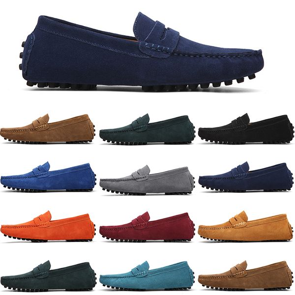men casual shoes mens slip on lazy suede leather shoe big size 38-47 red purple, Black