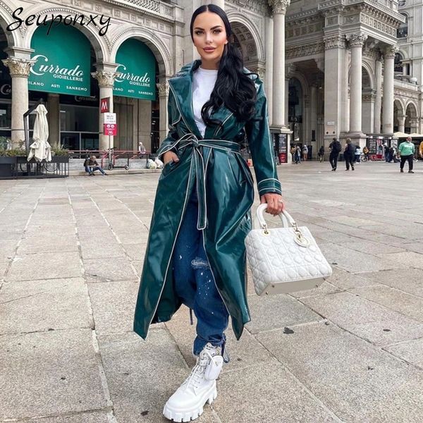 women's trench coats autumn and winter retro pu leather women's lapel long sleeve belt motorcycle 230223, Tan;black
women's trench coats autumn and winter retro pu leather women's lapel long sleeve belt motorcycle 230223, Tan;black