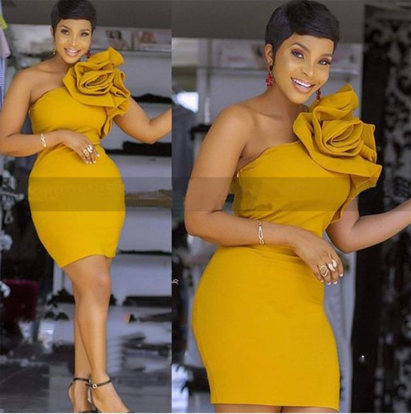 gold yellow short cocktail dresses with hand made flowers one shoulder women sheath knee length mini dress party formal gown, Black
gold yellow short cocktail dresses with hand made flowers one shoulder women sheath knee length mini dress party formal gown, Black
