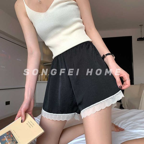 women's safety pants new loose in summer women can wear thin chiffon fairy bottomed lace home shorts, Black;white
women's safety pants new loose in summer women can wear thin chiffon fairy bottomed lace home shorts, Black;white