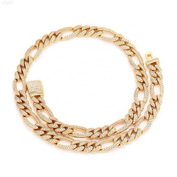 14k gold chain 10mm full pave nk3 1 figaro cuban chain hip hop popular necklace, Silver
14k gold chain 10mm full pave nk3 1 figaro cuban chain hip hop popular necklace, Silver
