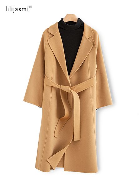women's jacket classic 100 wool long coat turndown collar belt double layer wide notch lapel full sleeve overcoat 22 fall winter 17 230, Black;brown
women's jacket classic 100 wool long coat turndown collar belt double layer wide notch lapel full sleeve overcoat 22 fall winter 17 230, Black;brown