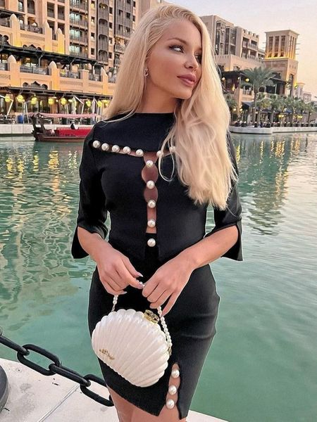 two piece dress ailigou summer 2 suit patchwork black oneck longsleeved beaded hollow mini hip skirt female bandage set 230222, White
two piece dress ailigou summer 2 suit patchwork black oneck longsleeved beaded hollow mini hip skirt female bandage set 230222, White