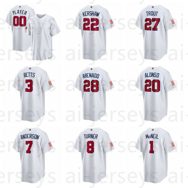 2023 baseball world cup america jersey 15 witt jr. 3 betts 28 arenado 27 trout 22 kershaw 10 realmuto 46 goldschmidt 12 schwarber 7 anderson, Blue;black
2023 baseball world cup america jersey 15 witt jr. 3 betts 28 arenado 27 trout 22 kershaw 10 realmuto 46 goldschmidt 12 schwarber 7 anderson, Blue;black