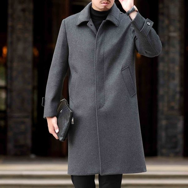 men's wool blends winter cashmere highquality jacket fashion slim lapel long coat business casual m4xl 230222, Black
men's wool blends winter cashmere highquality jacket fashion slim lapel long coat business casual m4xl 230222, Black