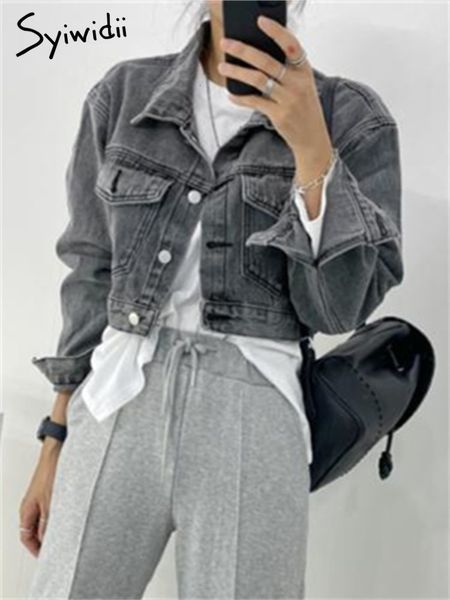 womens jackets syiwidii denim for women loose single breasted turn down collar long sleeve casual vintage korean crop coat 230223, Black;brown
womens jackets syiwidii denim for women loose single breasted turn down collar long sleeve casual vintage korean crop coat 230223, Black;brown