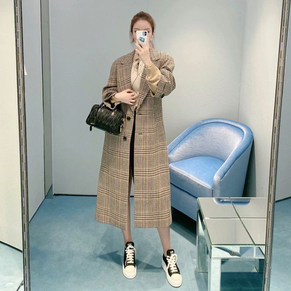 women's jacket blends fashion wool coat thickened suit turndown collar plaid loose medium long cardigan winter tag 230223, Black;brown
women's jacket blends fashion wool coat thickened suit turndown collar plaid loose medium long cardigan winter tag 230223, Black;brown