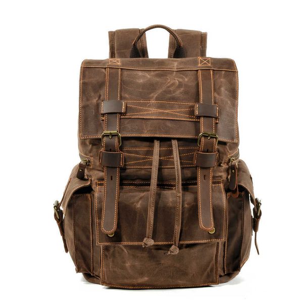 backpack style men's and women's beeswax canvas travel computer bag outdoor leisure crazy horse leather mountaineering 221015
backpack style men's and women's beeswax canvas travel computer bag outdoor leisure crazy horse leather mountaineering 221015