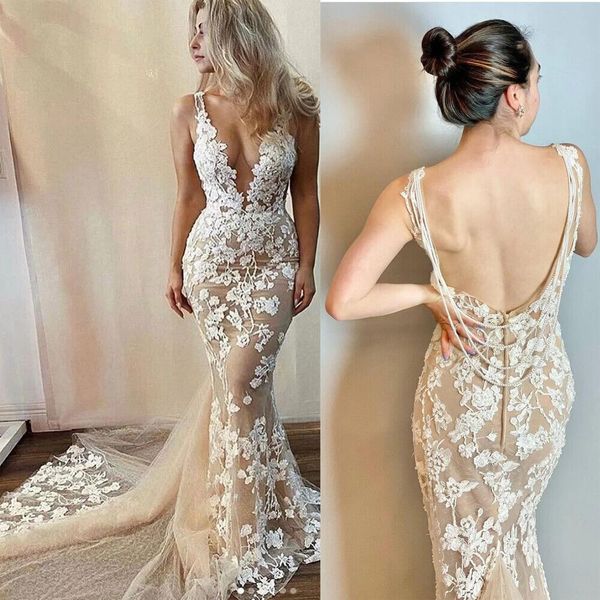 champagne boho mermaid wedding dress 2023 v neck backless lace bohemian garden hippie bridal dress sweep train bead bride robes de mariee ve, White
champagne boho mermaid wedding dress 2023 v neck backless lace bohemian garden hippie bridal dress sweep train bead bride robes de mariee ve, White