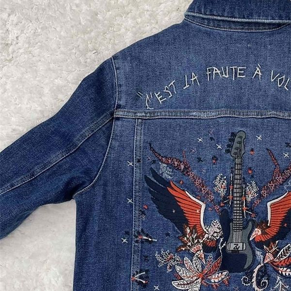 women's jackets piano embroidered casual single breasted women denim blue 230222, Black;brown
women's jackets piano embroidered casual single breasted women denim blue 230222, Black;brown