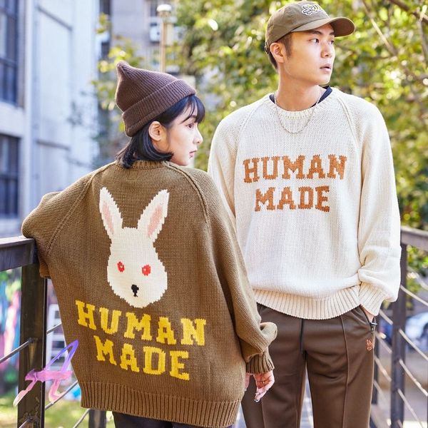 men's tshirts human made rabbit jacquard sweater loose crewneck vintage women's oversized knit sweaters 230223, White;black
men's tshirts human made rabbit jacquard sweater loose crewneck vintage women's oversized knit sweaters 230223, White;black