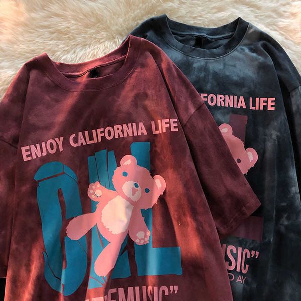 women's t-shirt tide brand tie-dye cartoon bear print short-sleeved t-shirt female harajuku high street hip-hop loose oversized ins l23, White
women's t-shirt tide brand tie-dye cartoon bear print short-sleeved t-shirt female harajuku high street hip-hop loose oversized ins l23, White