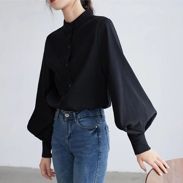 women's blouses shirts big lantern sleeve women autumn winter single breasted stand collar office work solid vintage 230223, White
women's blouses shirts big lantern sleeve women autumn winter single breasted stand collar office work solid vintage 230223, White