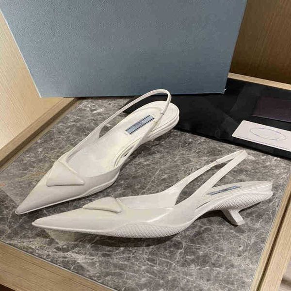 leather pointed toe high heeled single shoes triangle label package head french sandals, Black
leather pointed toe high heeled single shoes triangle label package head french sandals, Black