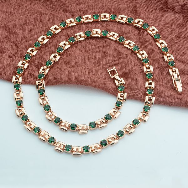 

pendant necklaces 5mm 8 color 50cm women 585 rose gold chain cubic zircon white green stonet necklace 230223, Silver