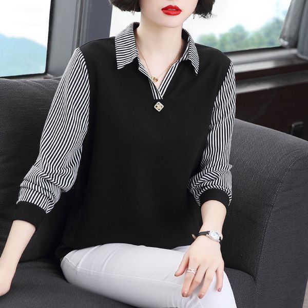 women's blouses shirts m6xl longsleeved mother blouse spring summer tshirt middleaged stitching polo collar bottoming shirt 230223, White
women's blouses shirts m6xl longsleeved mother blouse spring summer tshirt middleaged stitching polo collar bottoming shirt 230223, White
