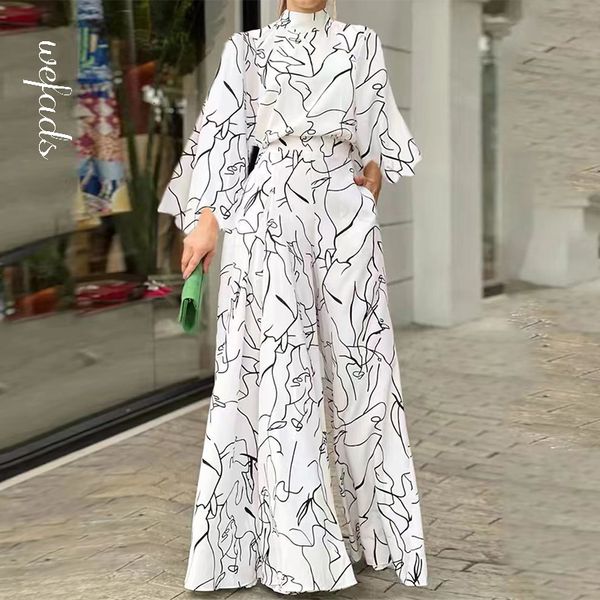women's jumpsuits rompers wefads women jumpsuit autumn elegant casual long sleeve art print tie nipped waist loose wide legs pants sets, Black;white
women's jumpsuits rompers wefads women jumpsuit autumn elegant casual long sleeve art print tie nipped waist loose wide legs pants sets, Black;white