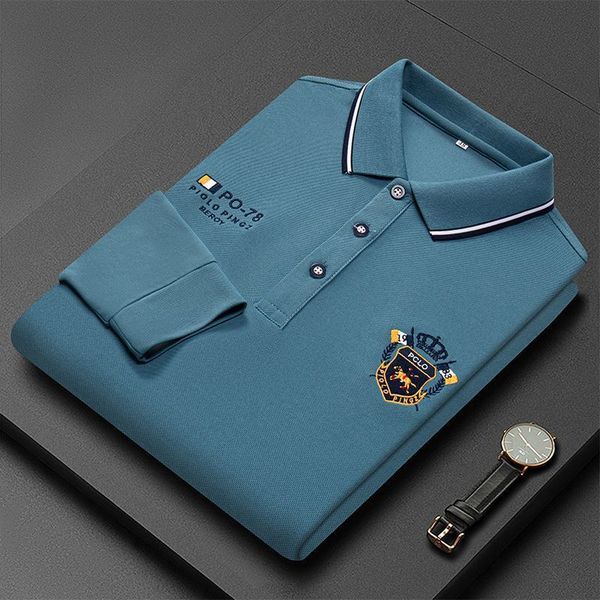 men's polos autumn winter cotton long sleeve polo shirts turndown collar tshirts embroidered solid color undershirts 230223, White;black
men's polos autumn winter cotton long sleeve polo shirts turndown collar tshirts embroidered solid color undershirts 230223, White;black
