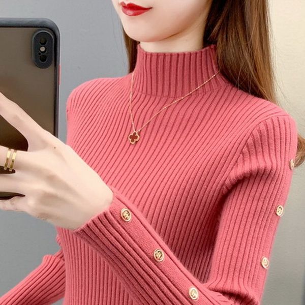 women's sweaters fashion turtleneck button solid color all-match sweater women's clothing autumn casual pullovers loose korean 23, White;black
women's sweaters fashion turtleneck button solid color all-match sweater women's clothing autumn casual pullovers loose korean 23, White;black